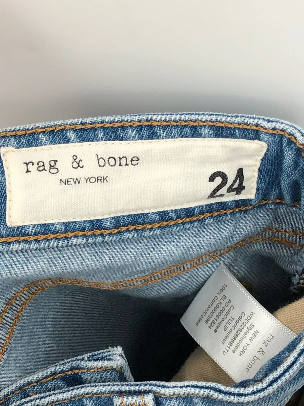 Rag & Bone Tulip Alex High-rise Straight 0914 denim 24 tulip light blue cotton